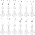 12 Pieces Clear Glass Crystal Chandelier Prisms Maple Leaf Hanging Crystals Pendant Parts Replacements with Hooks for Window Chandelier Wedding Christmas Tree Decoration