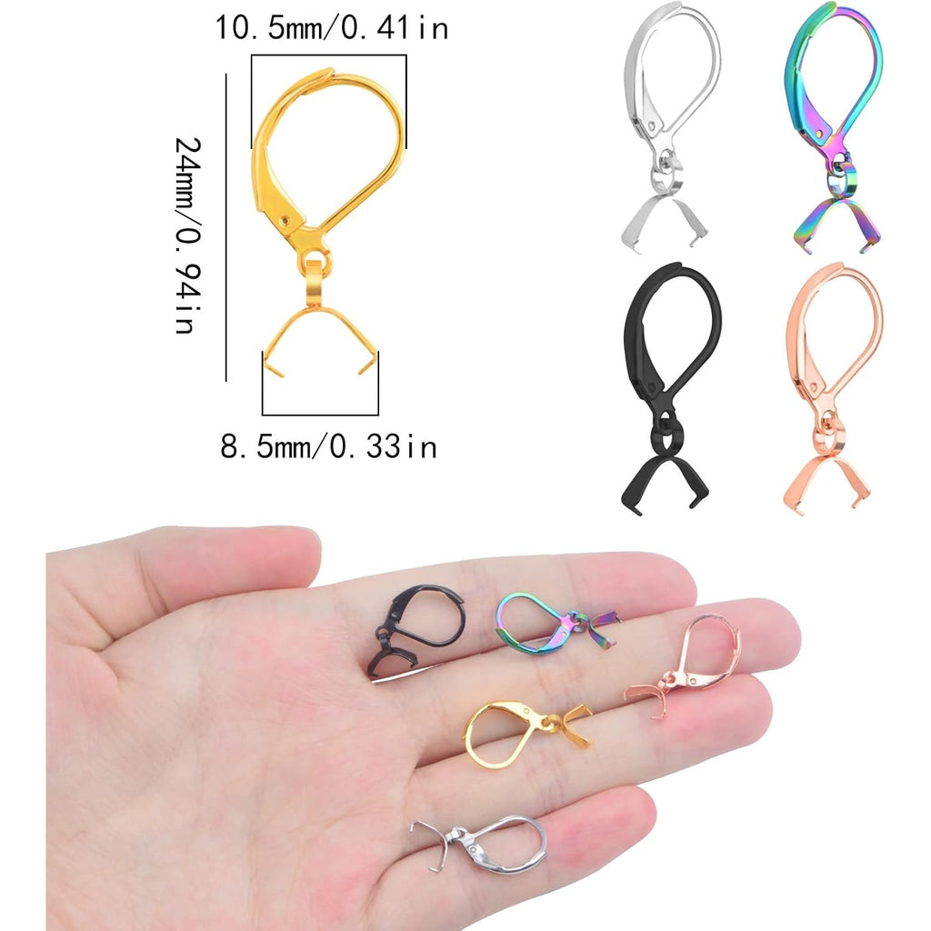 20pcs Stainless Steel D-shaped Earring Hooks Hypoallergenic Leverback Ear Wires Hooks with Pinch Bail Clasps Earring Supplies for DIY Dangle Jewelry Making, 5 Colors