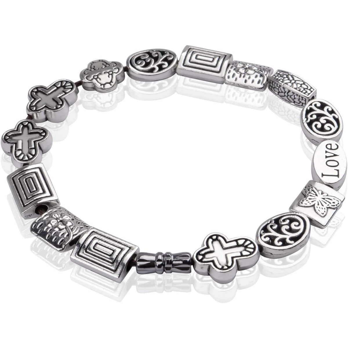 100g (About 70-120pcs) Antique Silver Spacer Beads Mixed Small Tibetan Loose Beads for Bracelet Necklace Jewelry Making,5-12mm