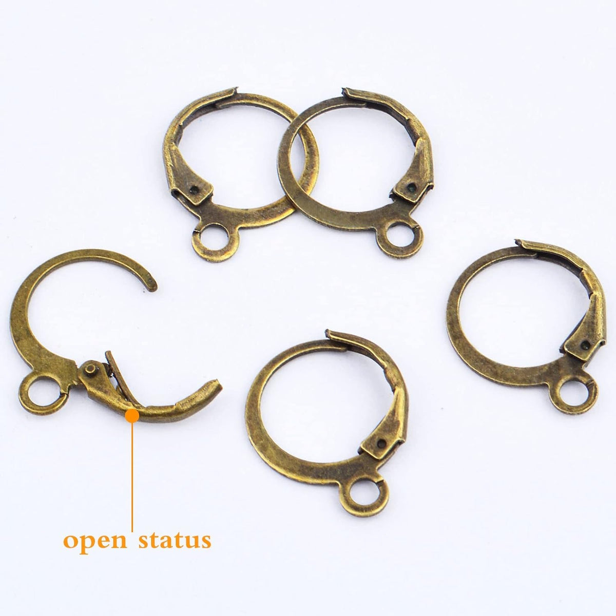 Hypoallergenic Earring Hooks, 120 Pieces Brass Lever Back Earring Round French Hook Ear Wire with Open Loop for Earring Designs Jewelry Making - 4 Colors