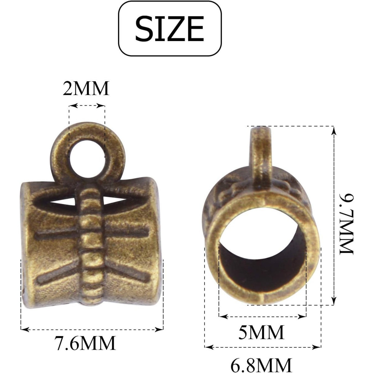 100cs Antique Brown Bail Beads Bracelets Charms Dangle Connectors Tibetan Spacer Beads for Jewelry Making Crafts DIY