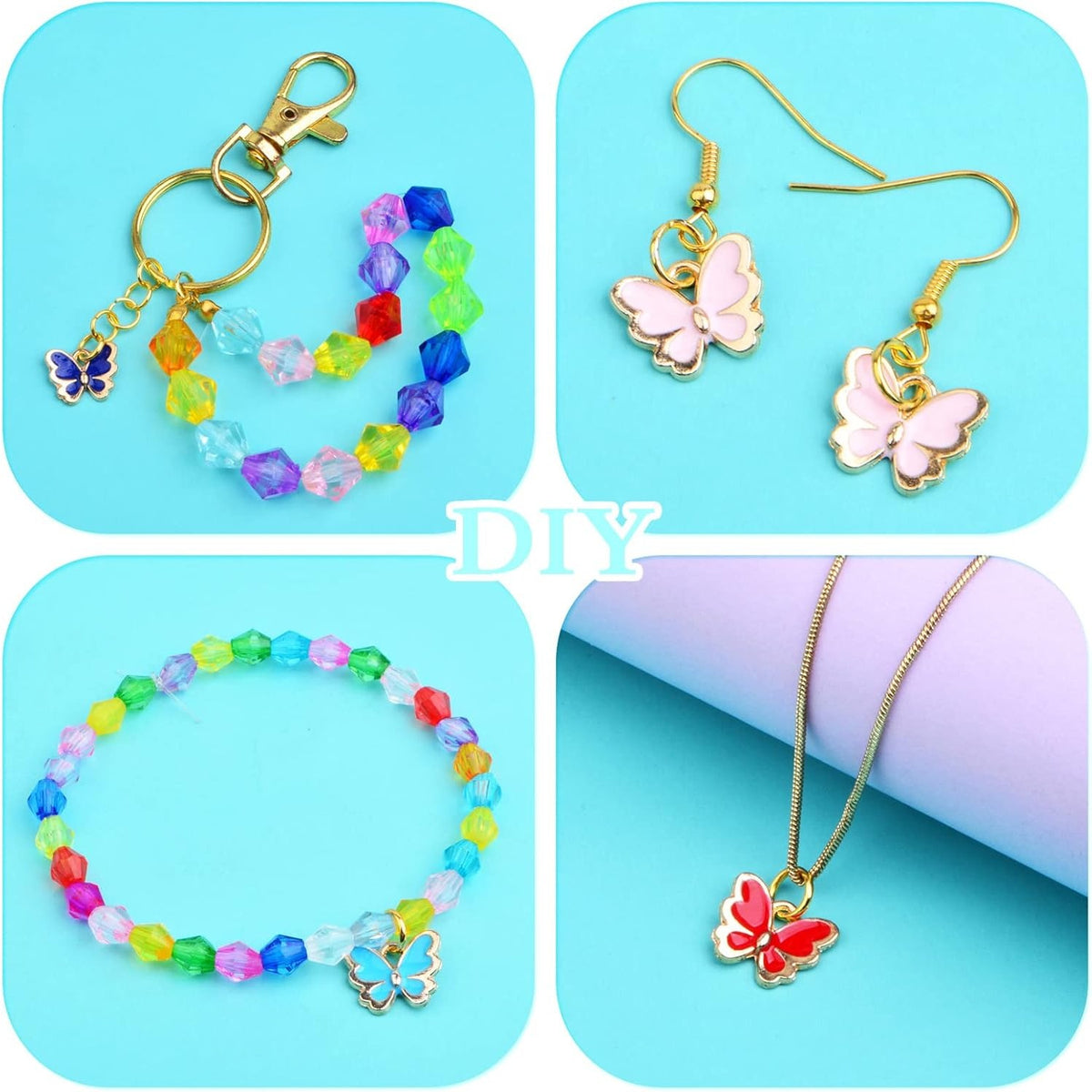 40pcs 10 Colors Enamel Butterfly Charm Pendants and 40pcs Golden Plated Earring Hooks with 80pcs Open Jump Rings, A Plastic Box for DIY Jewelry Making Handmade Supplies