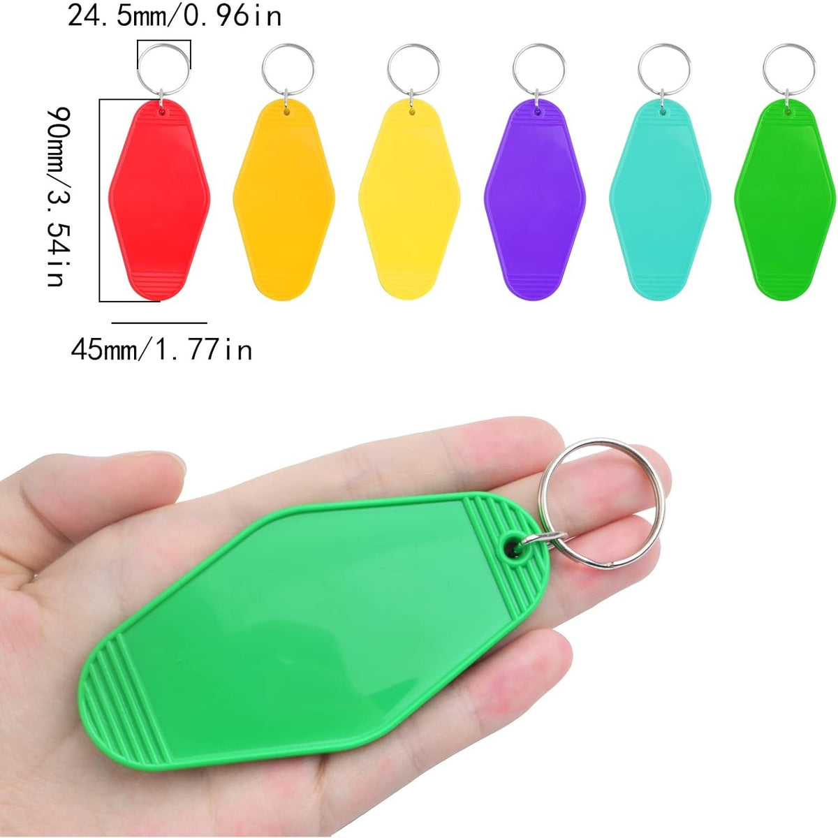 6pcs Rhombus Vintage Motel Keychains Plastic Hotel Sublimation Blank Keychains Heat Transfer Keychain Ornaments for DIY Luggage Tag Label Craft Making Christmas Decor, 6 Colors