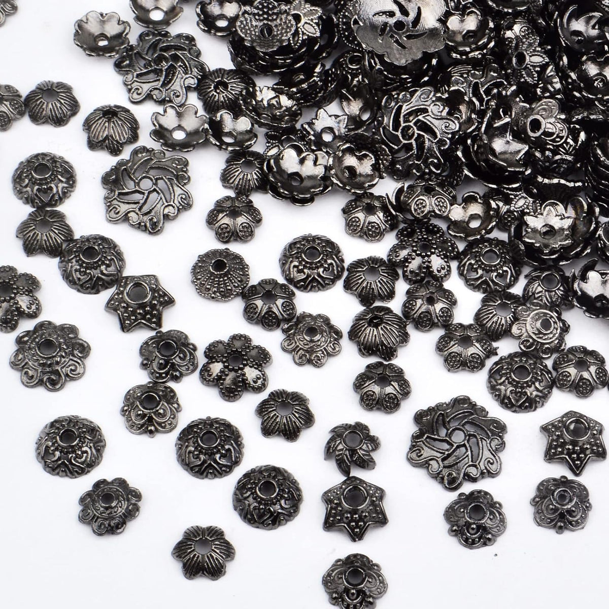 120g Bead Caps with A Clear Storage Box, Tibetan Gold Beads Spacers Jewelry Findings Accessories for Jewelry Making 300-350 Pieces