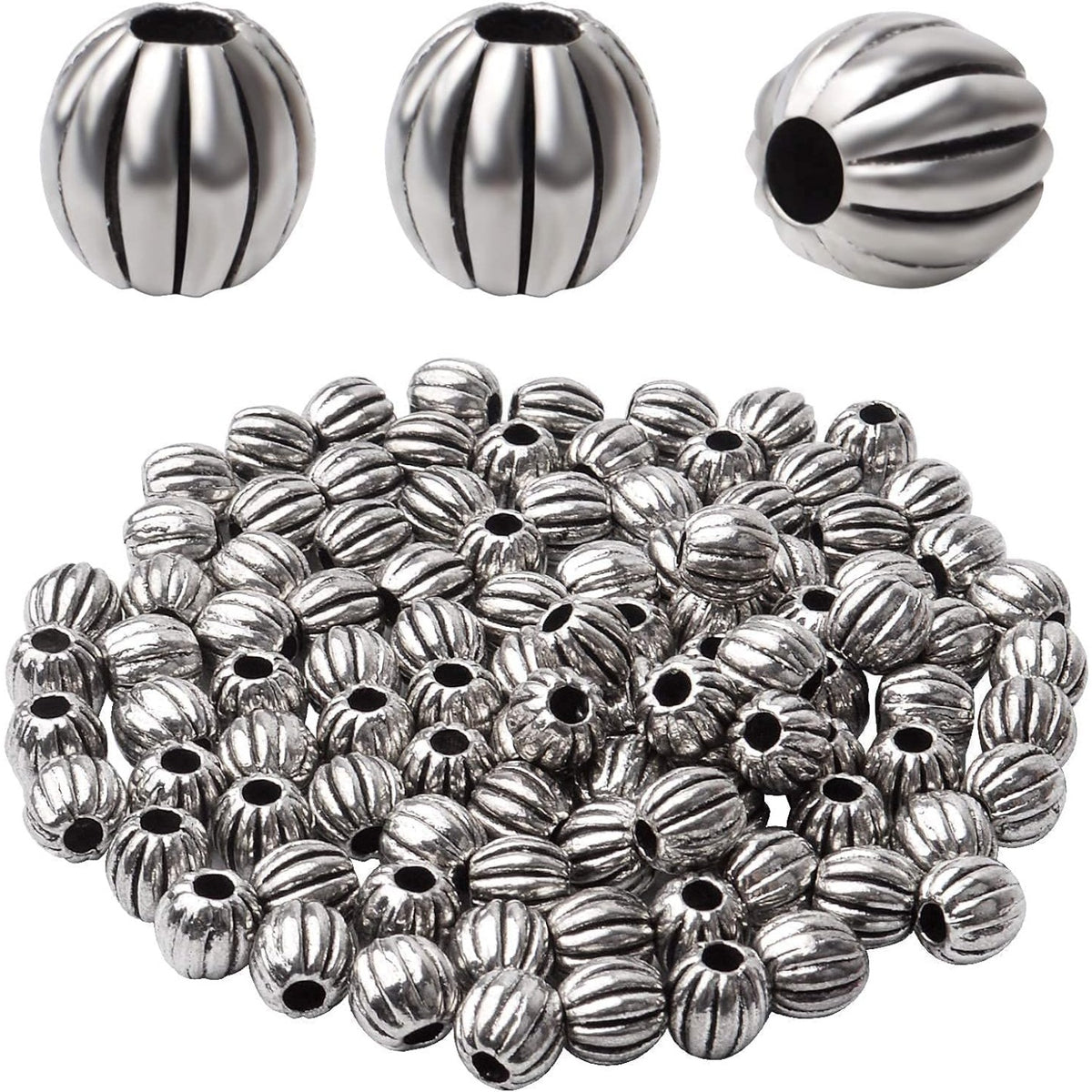 100pcs Antique Silver Alloy Spacer Beads Round Spacer Bead Spacer Bead Charms for DIY Bracelet Necklace Jewelry Making