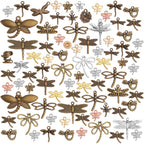 100g (50-80pcs) Mixed Styles Dragonfly Charms Tibetan Alloy Vintage Insect Pendants for DIY Necklace Bracelet Crafts Jewelry Making