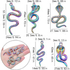 10 Pieces Rainbow Color Snake Pendant Charms Alloy Animal Snake Shape Dangle Pendants Bulk for DIY Necklace Bracelet Jewelry Making Supplies, 5 Styles