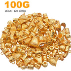 100g (About 120-170pcs) Mixed Gold Bail Beads,Spacer Bead,Bail Tube Beads,Bracelet Charms,Necklace Pendants for Jewelry and Craft Making
