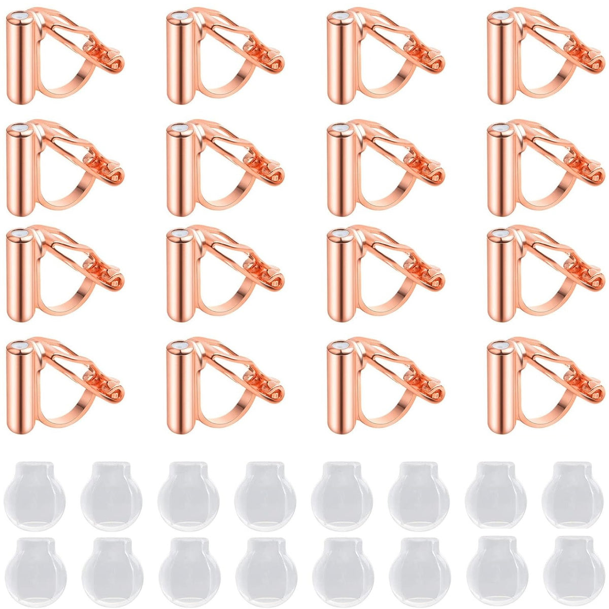 16 Pieces Triangle Shape Clip-on Earring Converter Components with Post and 16 Pieces Comfort Gourd Type Earring Pads for Non-Pierced Ears DIY Earrings Making, 4 Colors