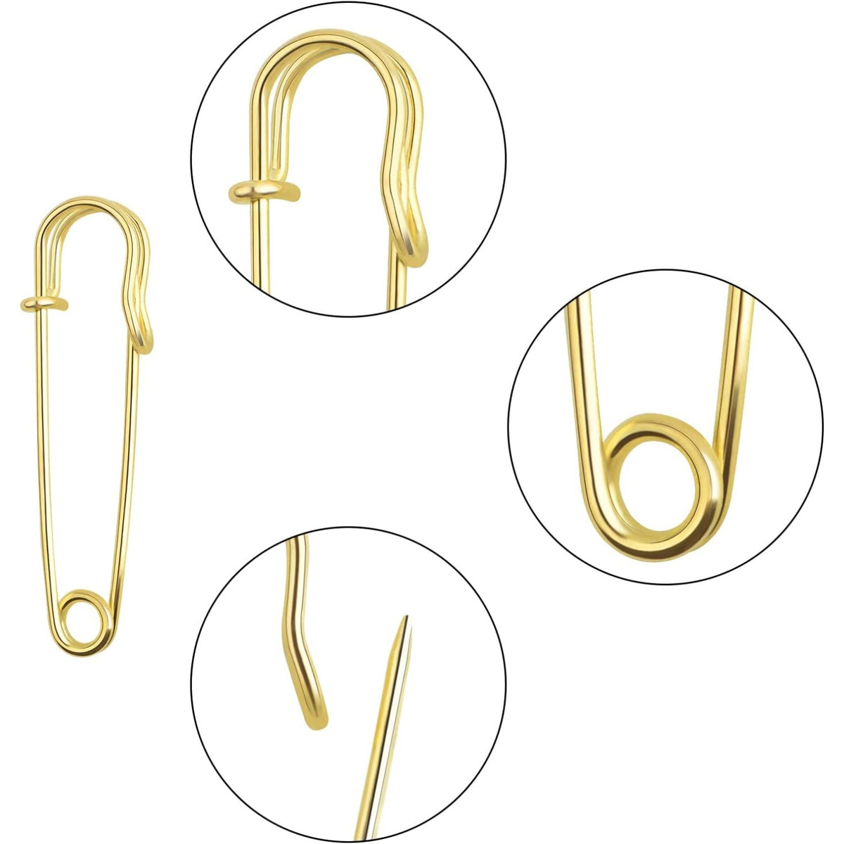 40pcs 5 cm / 2 Inch Metal Large Safety Pins Heavy Duty Blanket Pins Extra Sturdy Safety Pins Bulk for Clothes Blankets Skirts Crafts Kilts Towels Sheets, 4 Colors