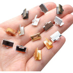 Pinch Crimp Ends,600Pcs Alloy Ribbon Clamps Ends Mixed Colors Ribbon Ends Crimp Ends Jewelry Making Findings for DIY Choker Anklets Crafts Making