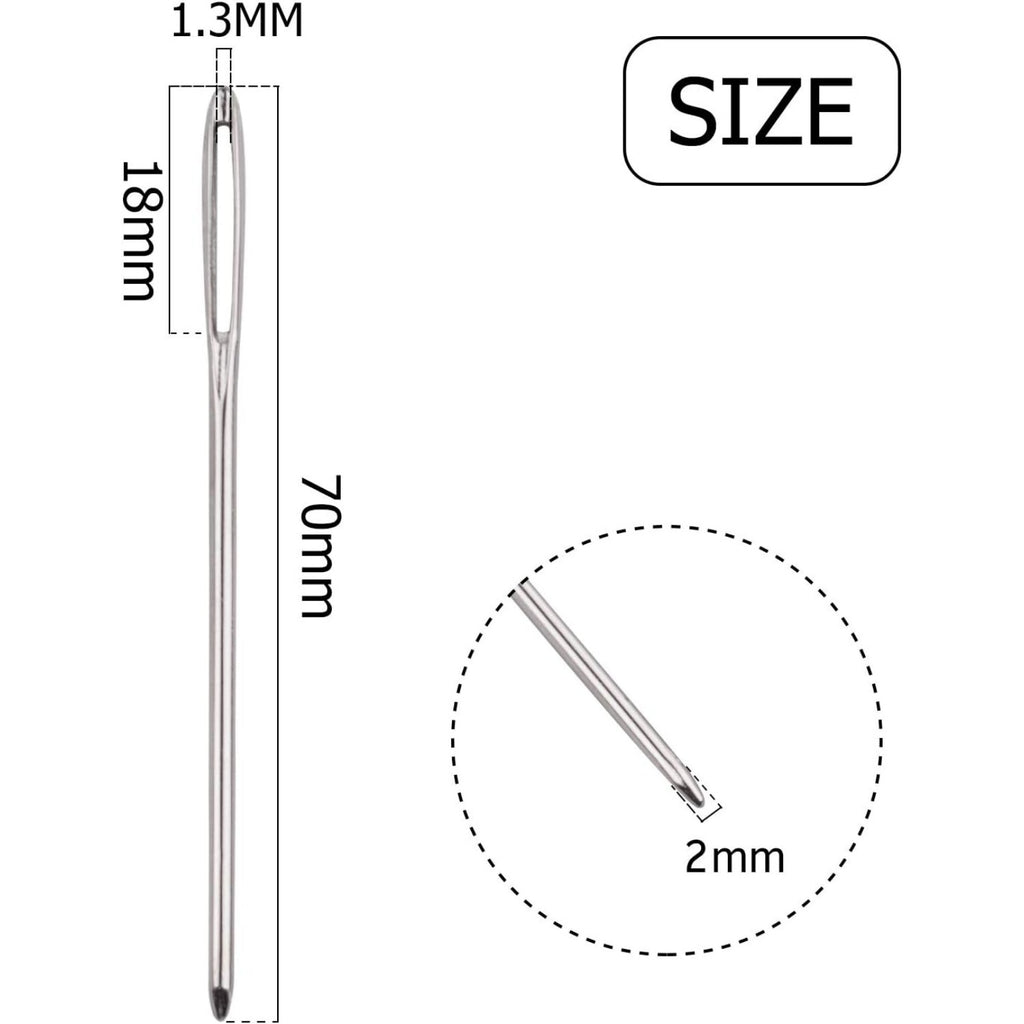 BronaGrand 50pcs 2.7 inch Metal Large Eye Blunt Needles Yarn Needles for Knitting Crochet Projects