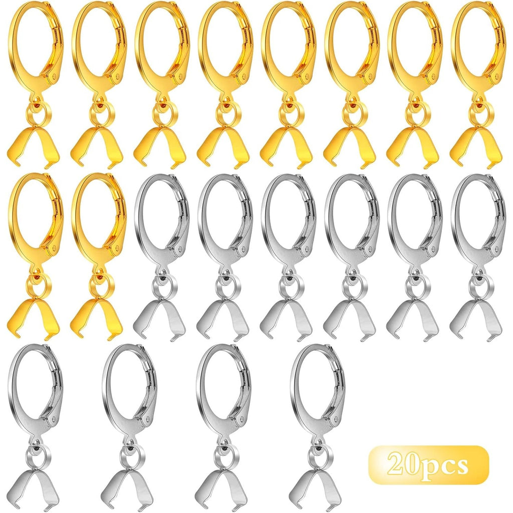 20pcs Stainless Steel French Earring Hooks Hypoallergenic Leverback Ear Wire Round Earring Hooks with Pendant Clasps for DIY Earring Jewelry Making Supplies, 2 Colors