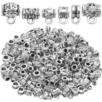 100g (120-220pcs) Tibetan Silver Bail Beads Jewelry Connector Bails Beads for Necklace Bracelet Jewelry Making,6 Styles