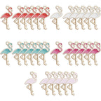 30pcs Gold Plated Enamel Flamingo Charms Cute Alloy Enamel Charms for DIY Earring Pendants Jewelry Crafts