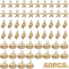 60pcs Gold Plated Shell Starfish Conch Charms Alloy Ocean Theme Pendants Sea Animals Dangle Charms for DIY Earrings Necklace Bracelet Crafts Jewelry Making Accessories