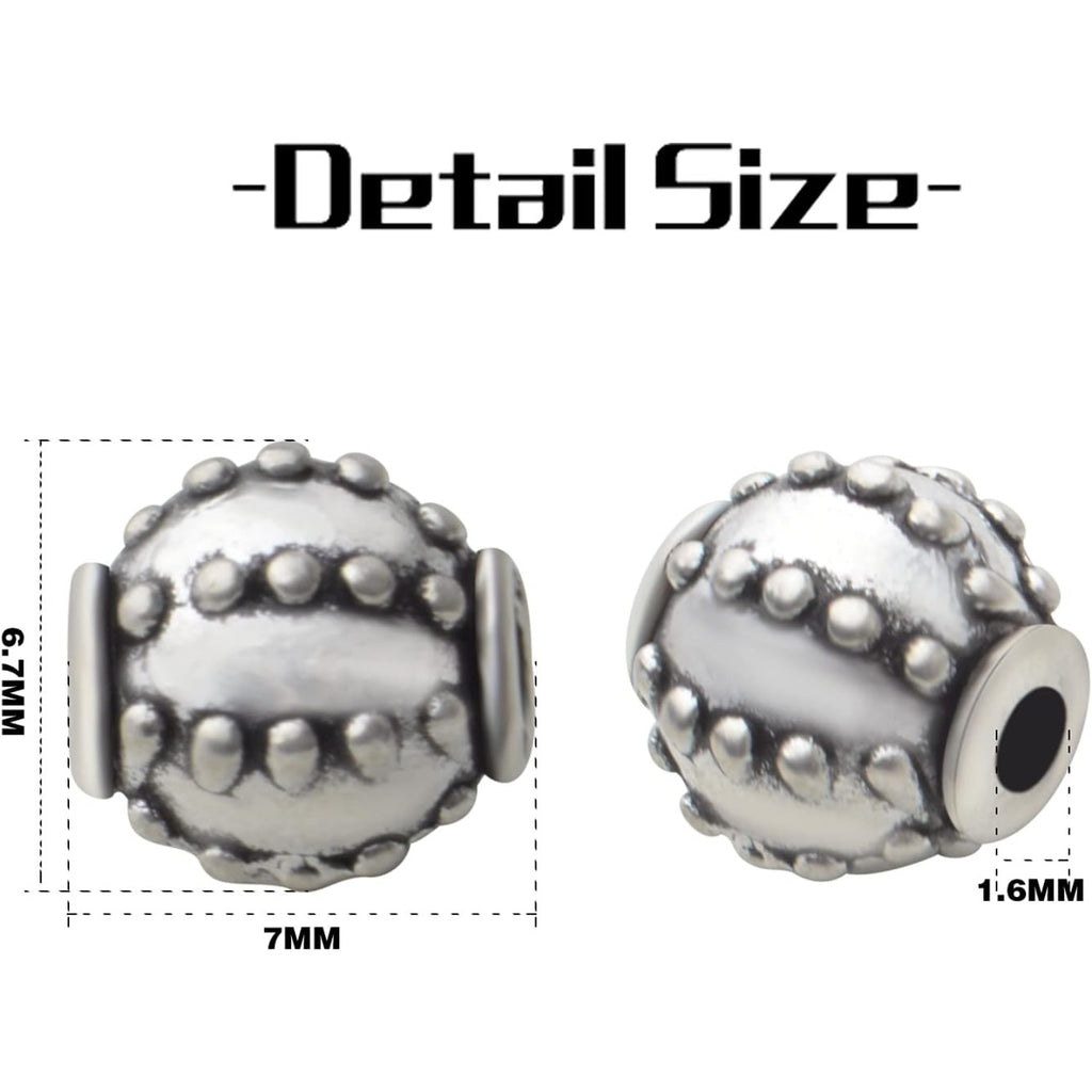 Round Spacer Beads, 100pcs Antique Silver Alloy Tibetan Spacers Loose Beads Charm Beads for Necklace Bracelet DIY Jewelry Making