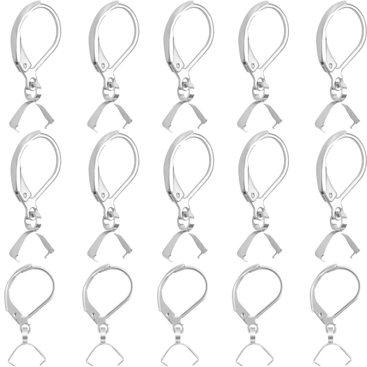 20pcs Stainless Steel D-shaped Earring Hooks Hypoallergenic Leverback Ear Wires Hooks with Pinch Bail Clasps Earring Supplies for DIY Dangle Jewelry Making, 5 Colors