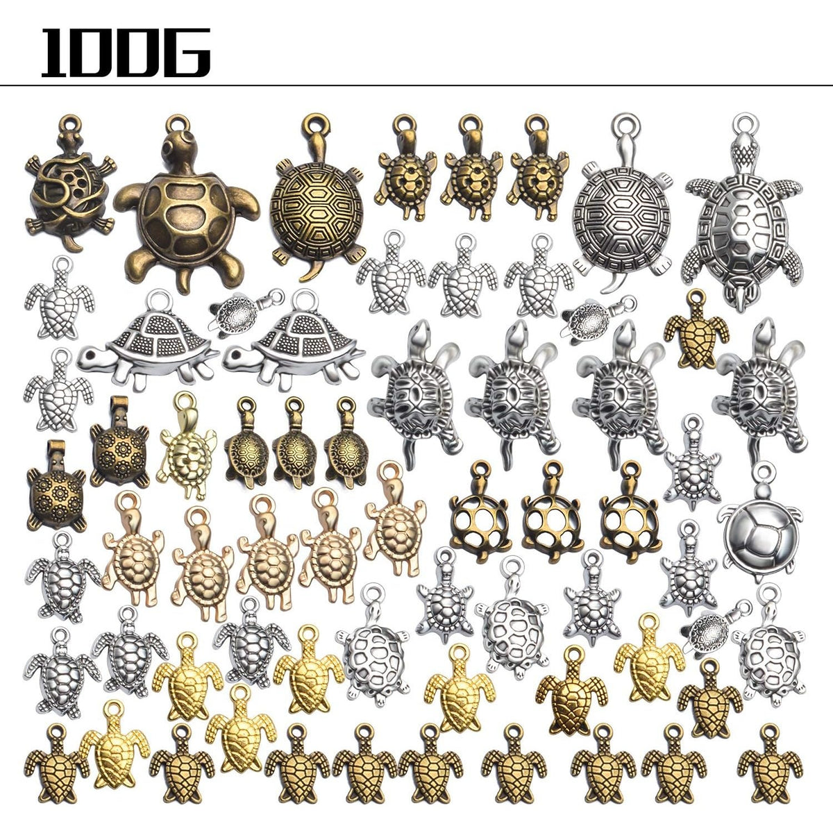 100g Mixed Styles Antique Animal Sea Turtle Charms Pendant Alloy Charms for Earring Necklace Bracelet Jewelry DIY Making