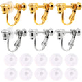 12pcs 2 Colors Screw Earring Clips Converters Brass U Shaped Adjustable Earring Components and 12pcs Clear Comfort Earring Cushions for Non-Pierced Ears DIY Jewelry Making
