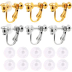 12pcs 2 Colors Screw Earring Clips Converters Brass U Shaped Adjustable Earring Components and 12pcs Clear Comfort Earring Cushions for Non-Pierced Ears DIY Jewelry Making