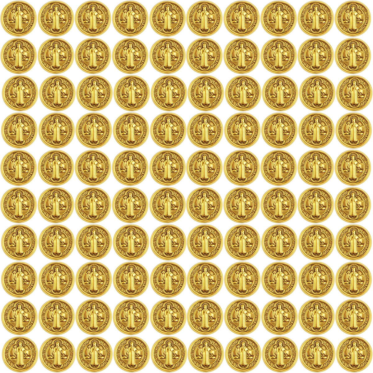 100pcs 9.5 mm Round Double-Sided Jesus Cross Spacer Beads Catholic Saint Benedict Beads Religious Loose Beads for DIY Rosary Bracelet Necklace Jewelry Making, 2 Colors