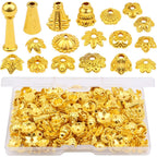 120g Bead Caps with A Clear Storage Box, Tibetan Gold Beads Spacers Jewelry Findings Accessories for Jewelry Making 300-350 Pieces