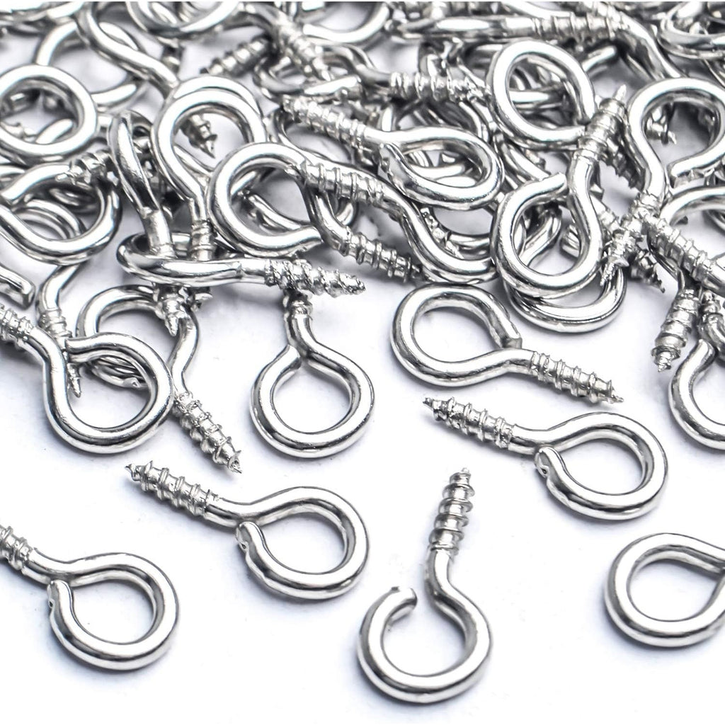 Small Eye Hooks,100pcs 13x7mm Mini Eye Pins Eye Screw Hooks Metal Eyelets Screw Eye Lags for Resin Jewelry Bead Plastic Wood