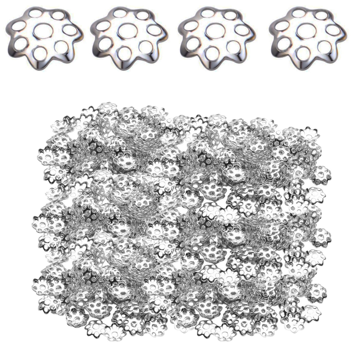 Flower Bead Caps, 800Pcs Filigree Flower Beads Caps Alloy Spacers Beads for DIY Jewelry Making Bracelet Necklace Earrings