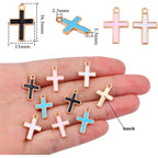40pcs Round Enamel Cross Charms Alloy Crucifix Charm Pendants for Jewelry Making Bracelet Necklace,4 Colors