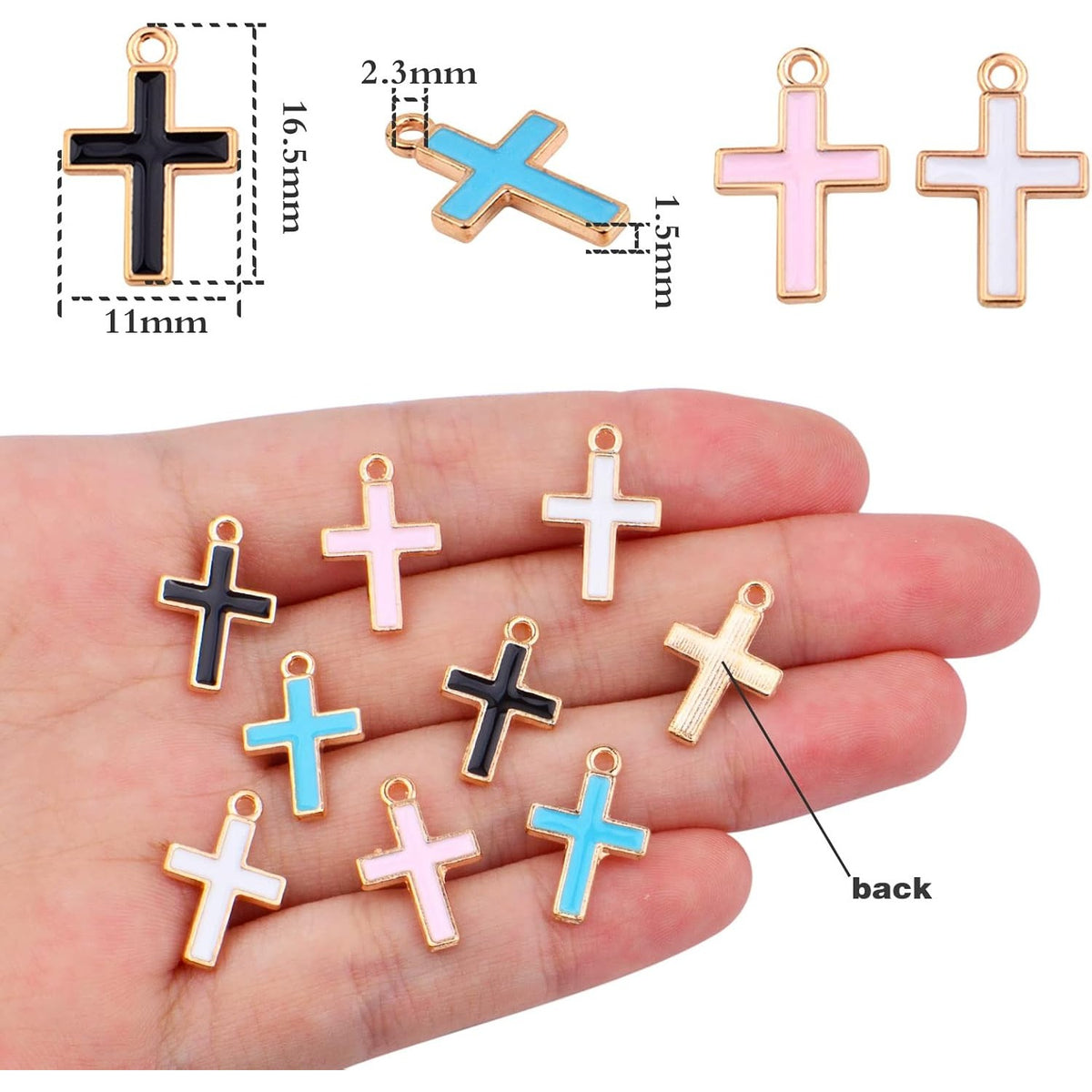 40pcs Round Enamel Cross Charms Alloy Crucifix Charm Pendants for Jewelry Making Bracelet Necklace,4 Colors