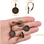 Hook Earring Cabochon Settings, 20 Pieces Lever Back Hook Earrings with Flat Round Tray Blank Cabochon Setting Ear Wires for Earring Designs(12 mm)