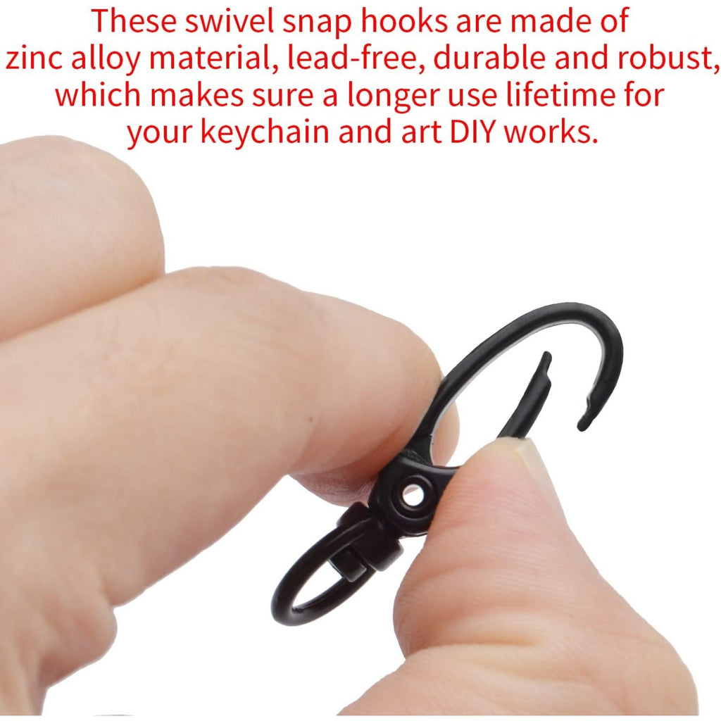 Swivel Clasp Clips,50pcs 35mm Swivel Trigger Clips Metal Keyring Clasps Snap Hooks for Hanging Key Chains Dog Leashes Crafts Decorations,Black