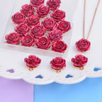 20 Pieces Resin Red Rose Charms Alloy Lovely Roseflower Shaped Dangle Pendants Embellishments with a Box for DIY Necklaces Earrings Jewelry Making Valentine's Gifts