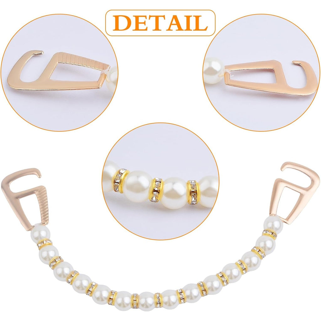 1 Pack of Mixed Bling Shoe Charms Pearl Chain Buckle Flower Butterfly Ornaments and 1 Pair of Pearls Shoe Chains, Clog Slippers Shoes Decorations for Women Party Birthday Gifts