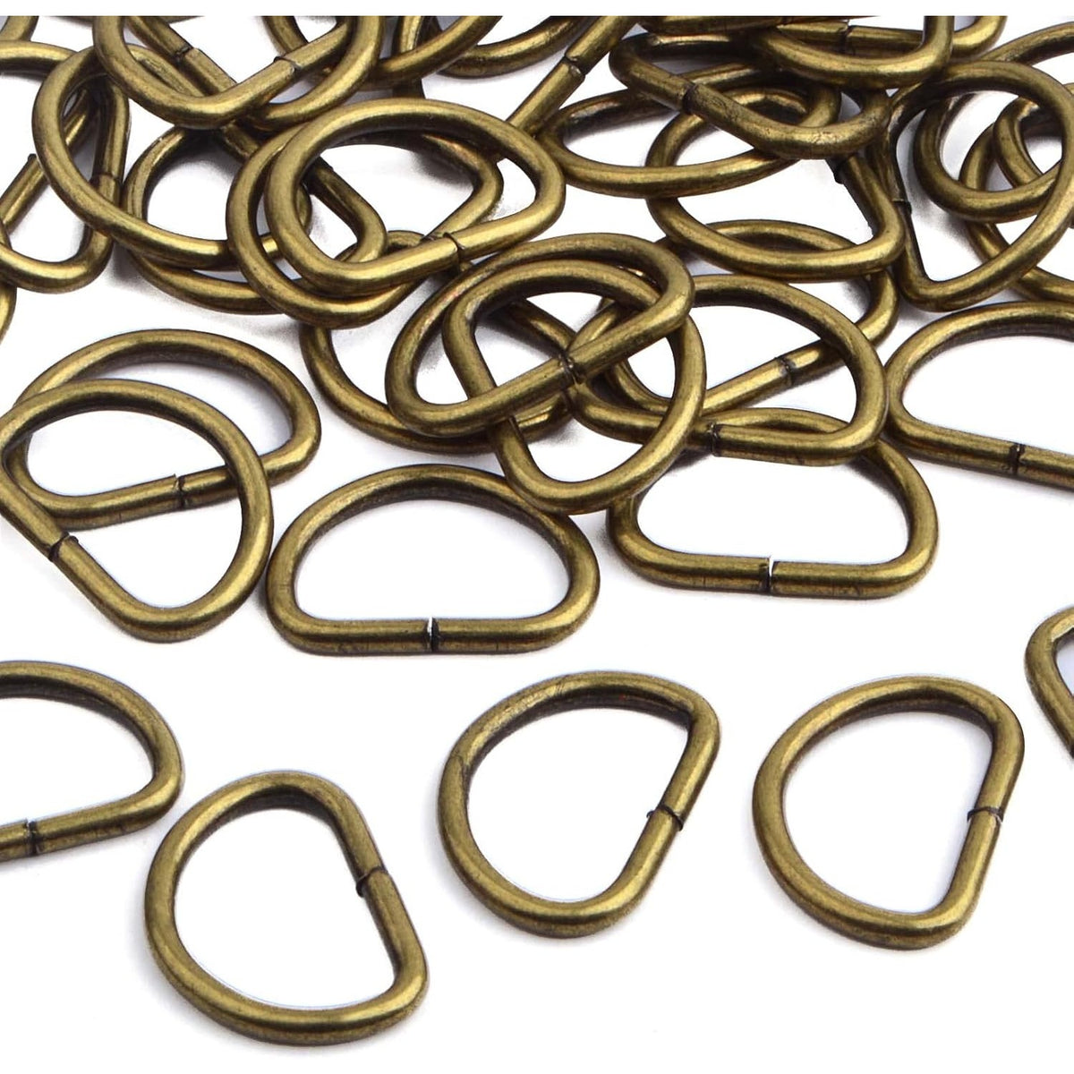 100pcs Metal Semi-Circular D Rings Heavy Duty Half Round D-shaped Rings Loop Buckle Hardware Accessories for DIY Clothing Backpack Belt Sewing Craft Projects, Bronze