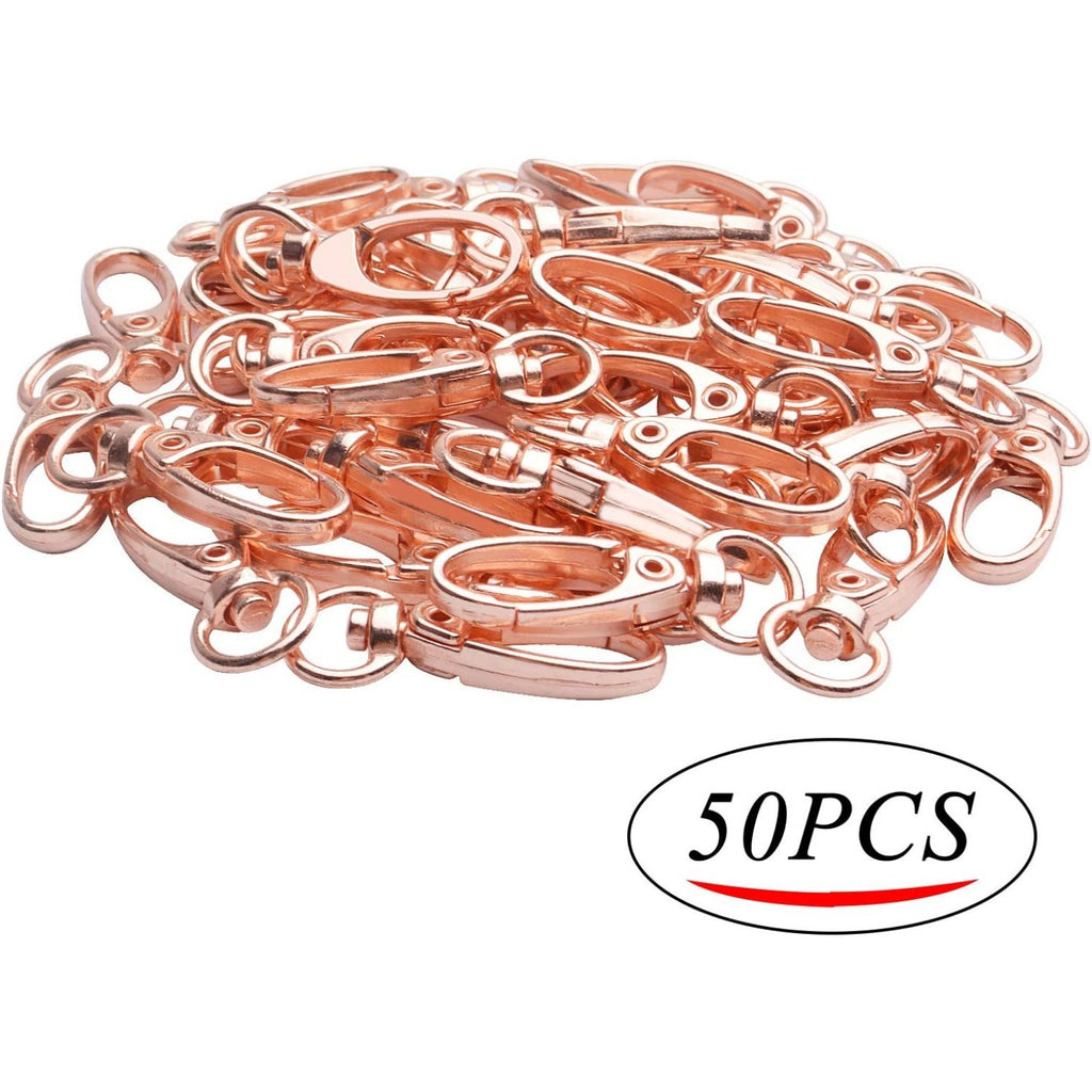Swivel Clasp Clips,50pcs 35mm Swivel Trigger Clips Metal Keyring Clasps Snap Hooks for Hanging Key Chains Dog Leashes Crafts Decorations,Rose Gold