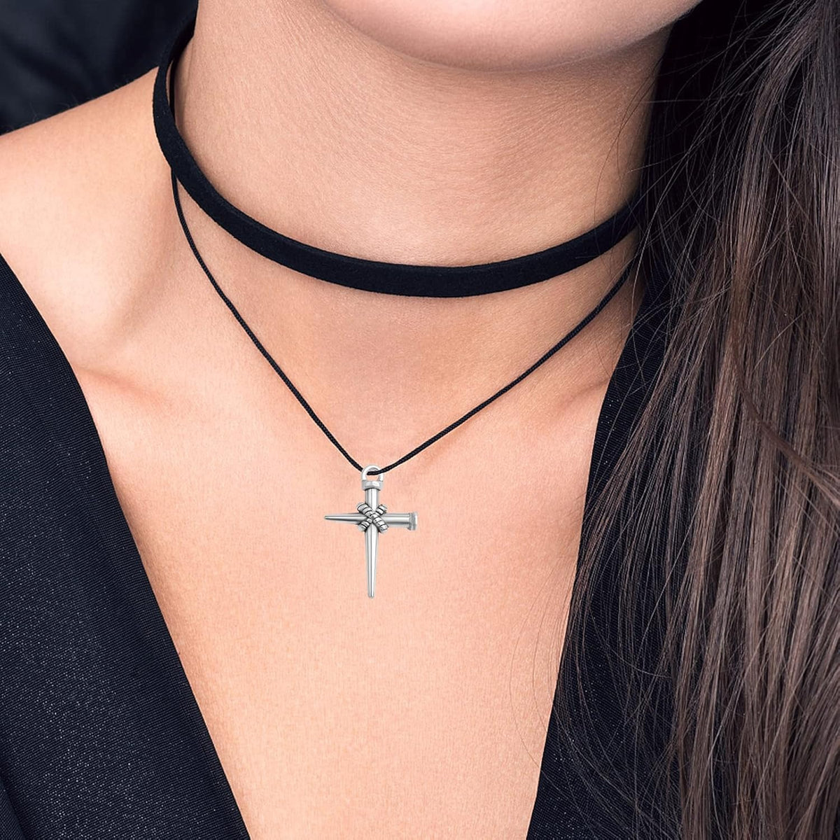50pcs Antique Silver Jesus Cross Charms Alloy Religious Cross Crucifix Pendants Crucify Dangle Charms for DIY Necklace Bracelet Keychains Jewelry Making Crafting