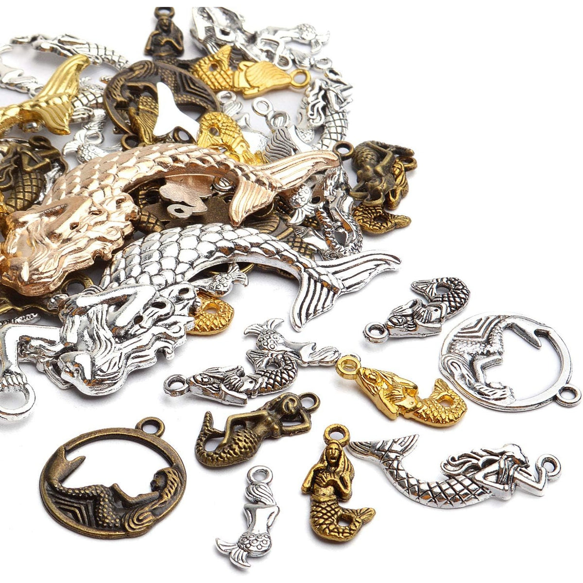 100g Mixed Mermaid Charms Alloy Charms Tibetan Pendant for DIY Bracelet Necklace Jewelry Making Findings Craft Supplies