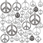 100g Antique Silver Peace Symbol Charms Alloy Peace Sign Charm Jewelry Pendant Charms for Necklace Bracelet DIY Jewelry Making Crafts Supplies