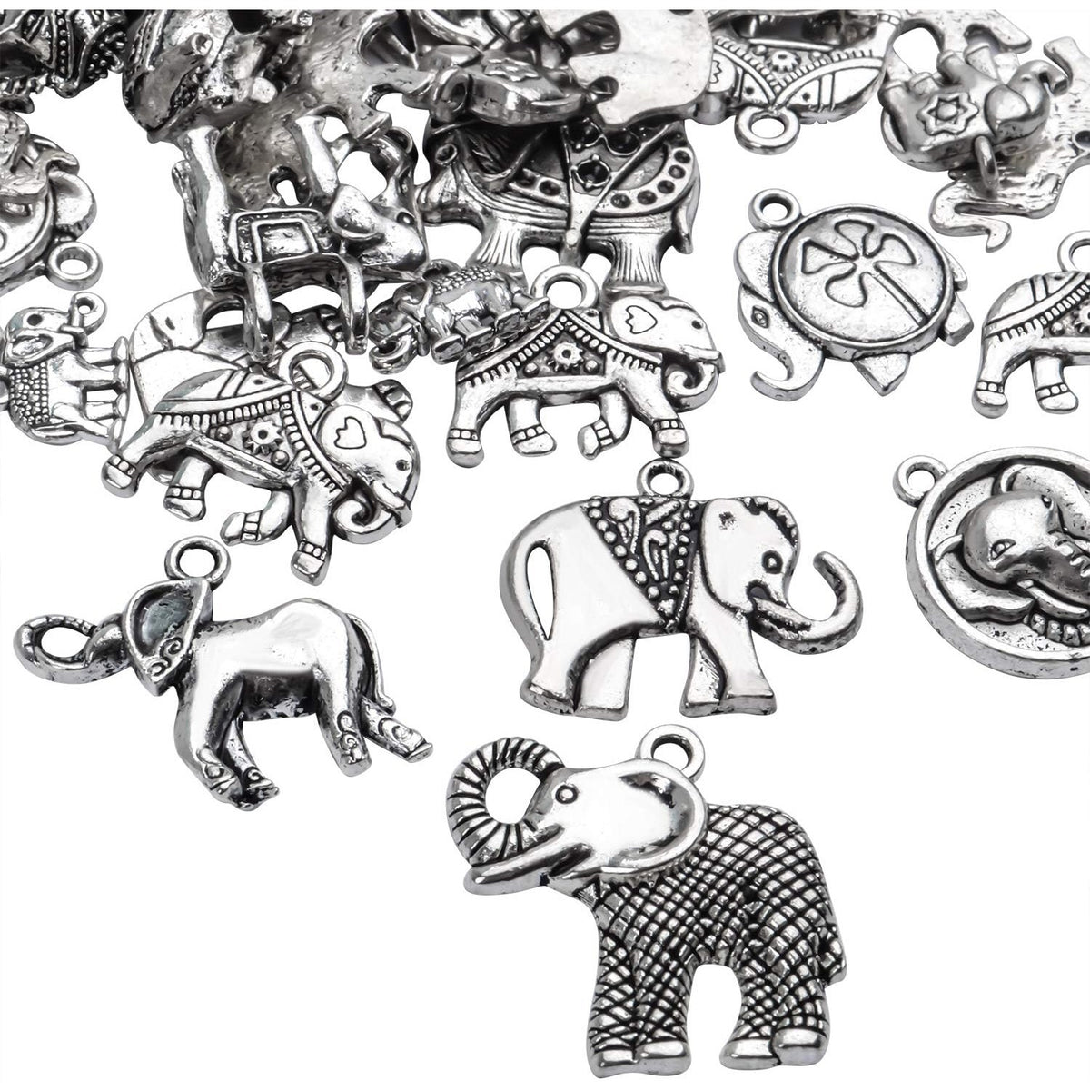 100g Antique Silver Elephant Charms Tibetan Animal Charms Pendants for Bracelets Necklace Jewelry Making