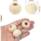 30pcs Natural Wood 25mm Round Wooden Beads, Hole: 10mm, Unfinished, Perfect for DIY Crafts, Jewelry Making, Decoration