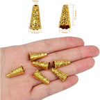 Beads Caps Making, 100pcs Antique Beads Caps Tibetan Style Cone Caps Metal Beads End Caps Flower Bead Caps Tassel Crafts DIY for Jewelry Making, 17.5 8.5mm