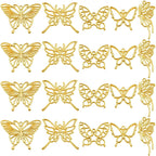 20pcs Golden Plated Hollow Butterfly Frame Charms Alloy Open Back Bezel Pendants Butterfly Shape Resin Mould Charms for DIY Necklace Bracelet Jewelry Making, 5 Styles