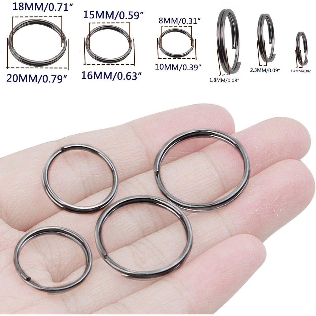 200pcs Gun Black Double Jump Rings Metal Open Jump Rings Split Ring Keyring Connectors for DIY Bracelet Necklace Earring Jewelry Making Supplies, 10mm/16mm/20mm