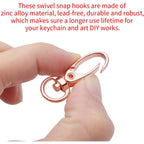 Swivel Clasp Clips,50pcs 35mm Swivel Trigger Clips Metal Keyring Clasps Snap Hooks for Hanging Key Chains Dog Leashes Crafts Decorations,Rose Gold