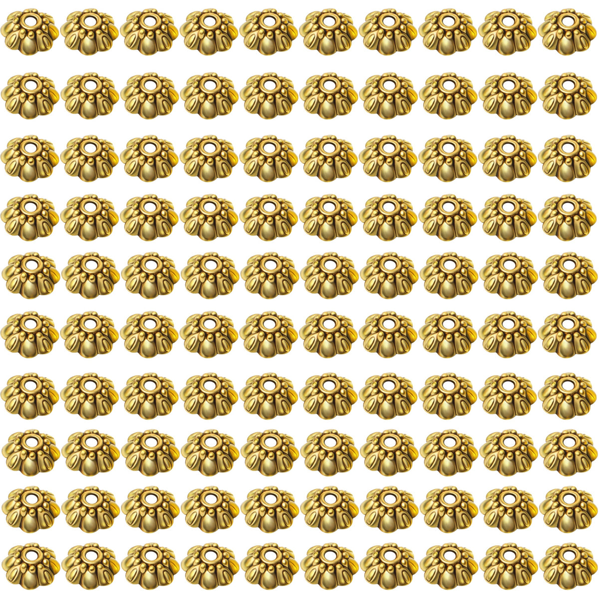 100pcs Flower Beads Caps Spacer Beads Caps Bead End Caps Flower Caps with A Box for Bracelet Necklace Earring Jewelry Making Supplies