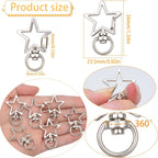 40 Pieces Star Shape Swivel Lobster Claw Clasps Silver Zinc Alloy Snap Hook Keychains Clips DIY Keyrings Accessories for Backpacks Bags Jewelry Making Craft Supplies