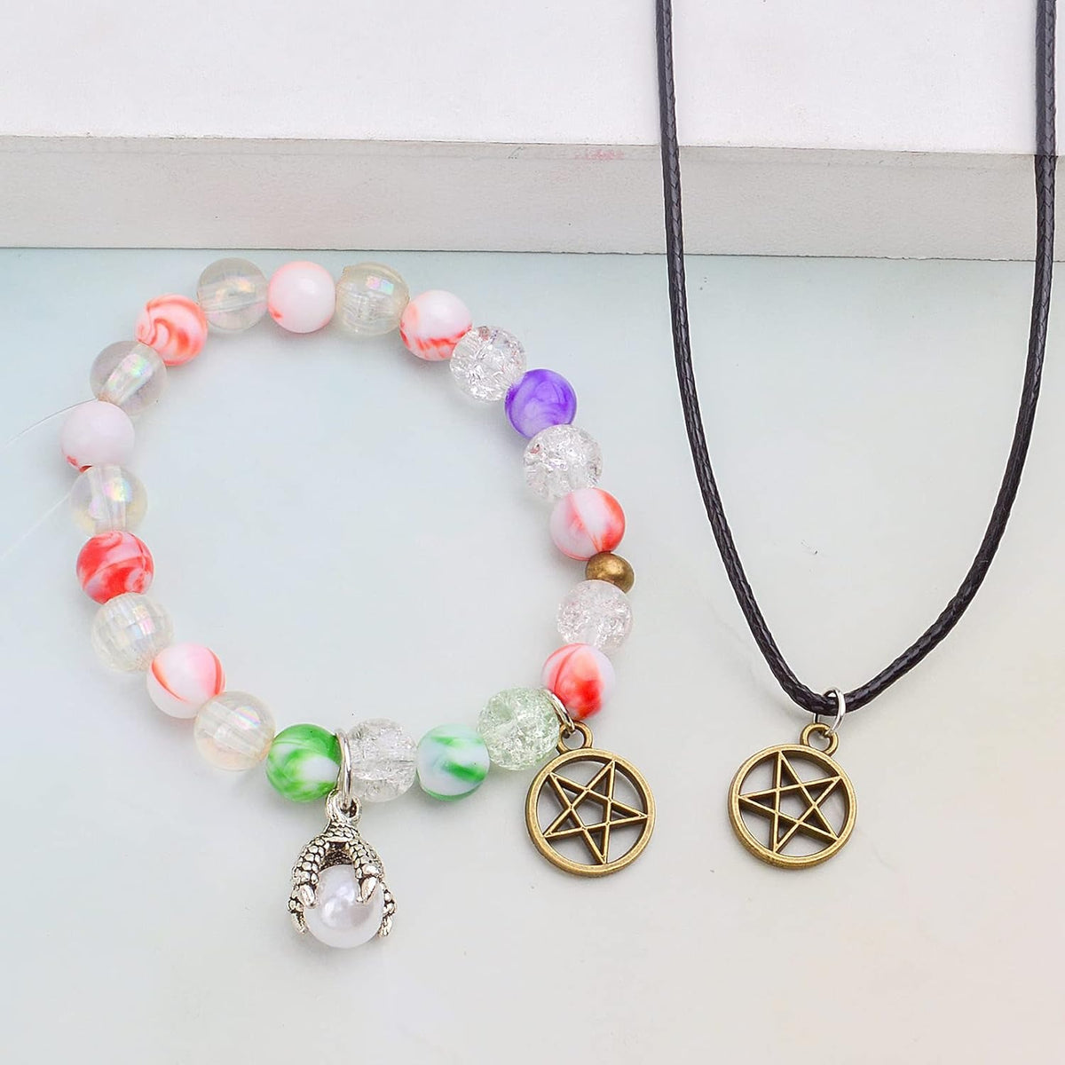 50pcs Silver Pentacle Star Charms Alloy Star Pentagram Pendants Protection Lucky Pentacle Charms Jewelry Making Accessory for DIY Crafts Necklaces Bracelets Earrings