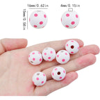 50pcs 16 mm Printed Dots Wood Beads Round Print Wooden Spacer Beads Natural Handmade Polished Valentine's Day Beads for DIY Crafts Jewelry Making Home Party Decoration